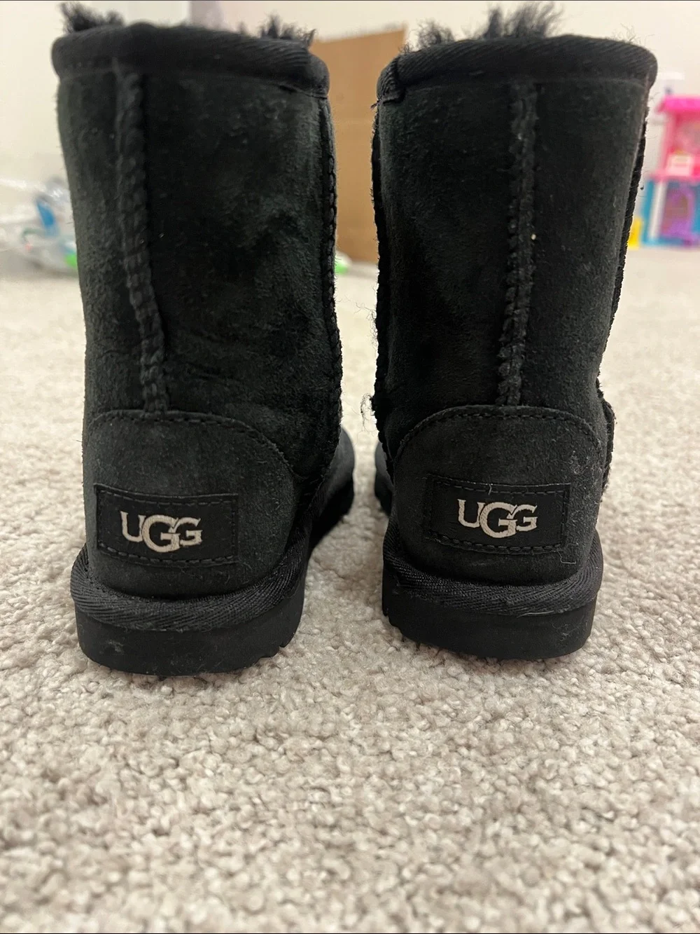 UGG Kids Black Suede Classic Short Boots